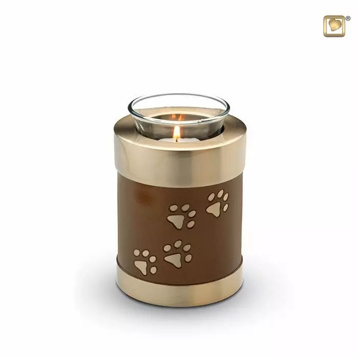 Bronze Candle Urn With Paw Prints
