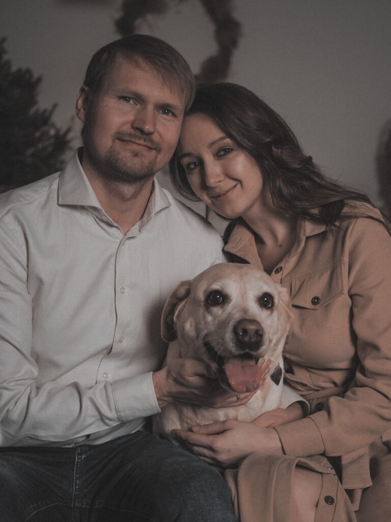 family with dog